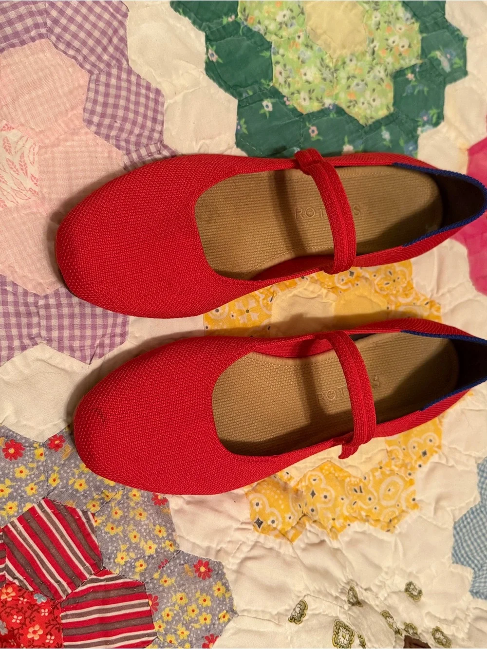 Rothy's Women's Black and Red Mary Jane Flats